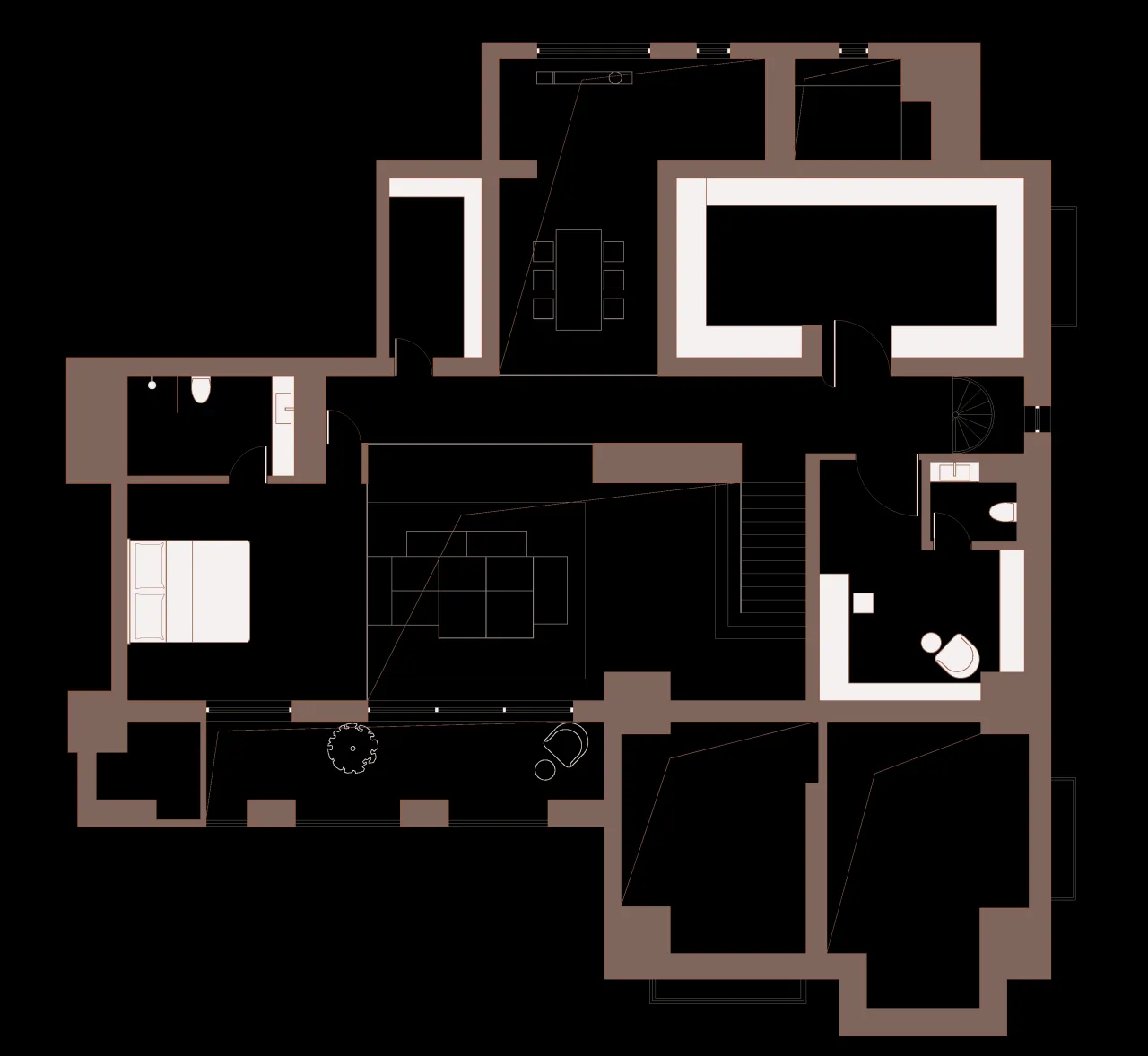 BIM building | 420 square meter duplex apartment under wutong tree: ingenious creation of "line of sight connectivity" elevated space/eight wasteland design for young families
