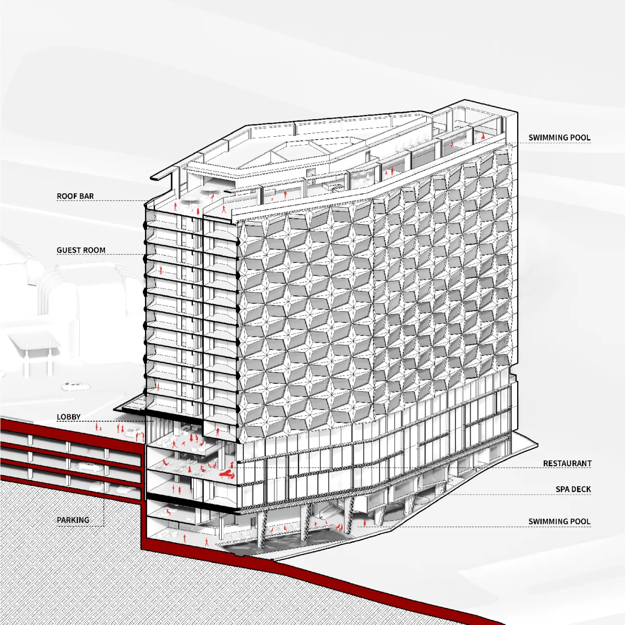 BIM Architecture | Hilton Hotel Expansion in Universal Studios, Los Angeles/Zhu Peidong line+Architecture Firm