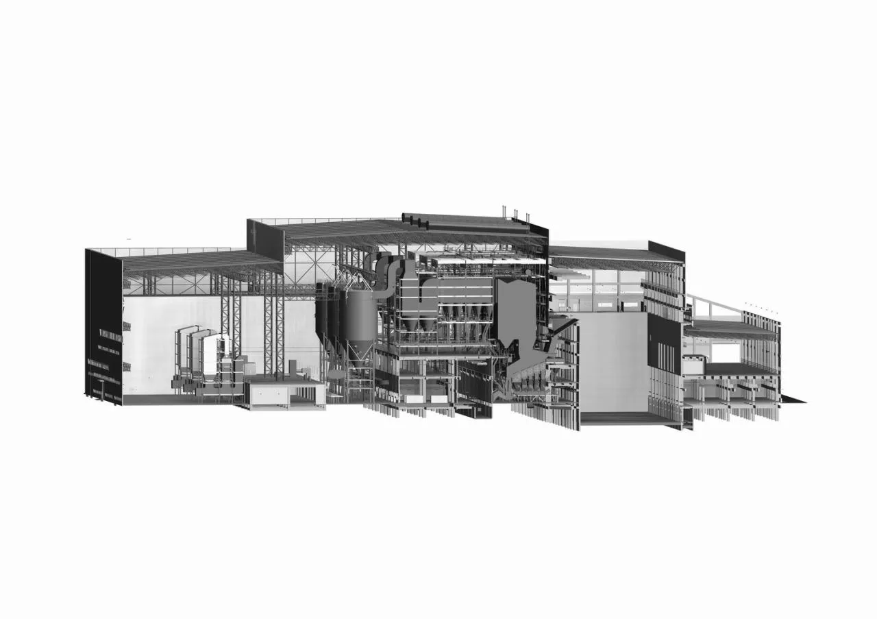 BIM Architecture | Xidong Municipal Solid Waste Incineration Power Plant Facade Renovation/Guangzhou Huake Engineering Technology Co., Ltd