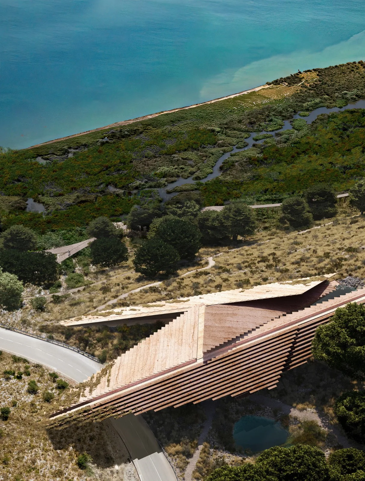 BIM Architecture | Narrative: World Heritage Butrint National Park Visitor Center Competition/Kengo Kuma