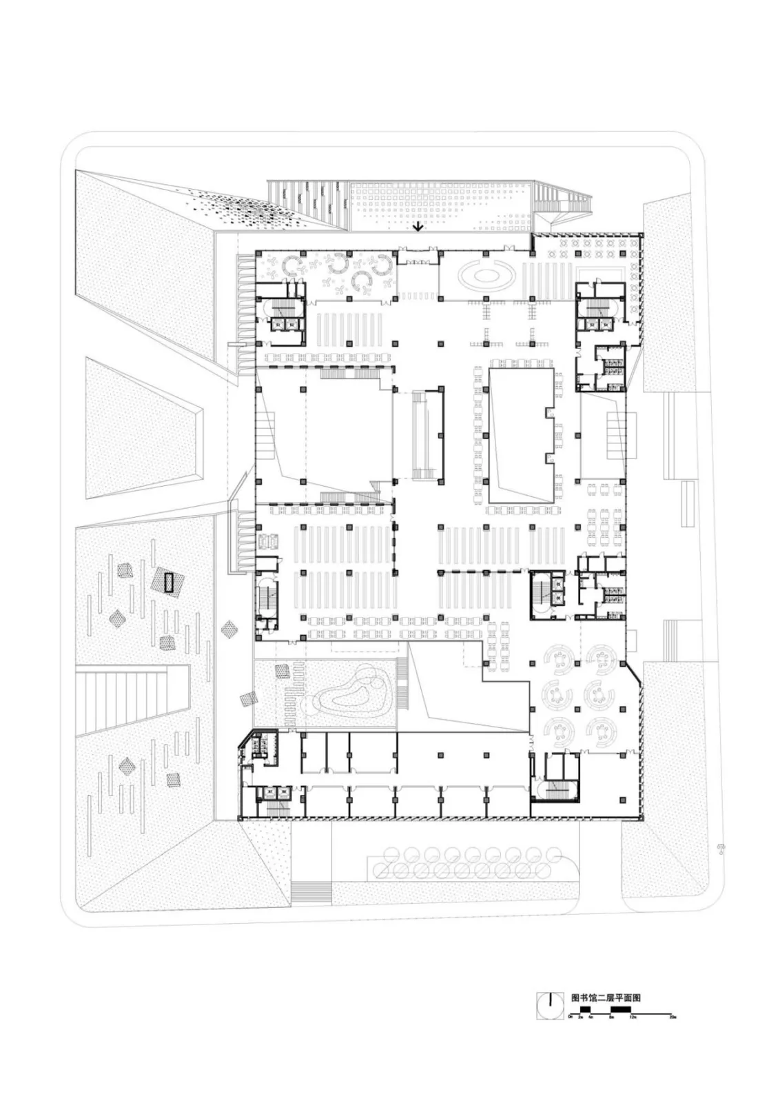 Second floor plan of the Library of Northwest A&F University North Campus