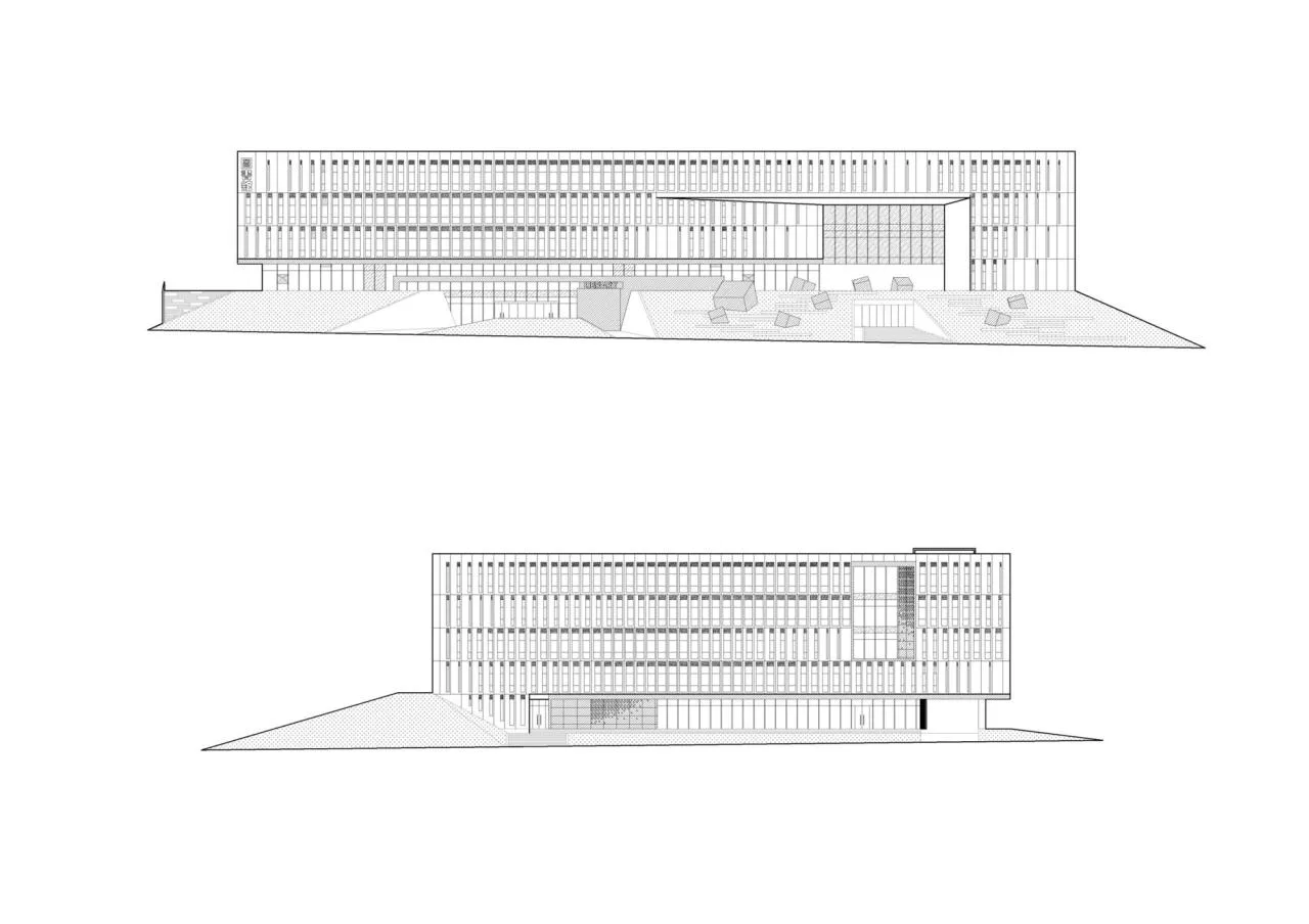 Elevation drawing of the Library of Northwest A&F University North Campus