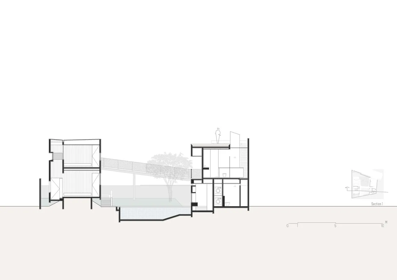 BIM architecture | connected by a cross corridor bridge, Tanatakah villa/asimapra