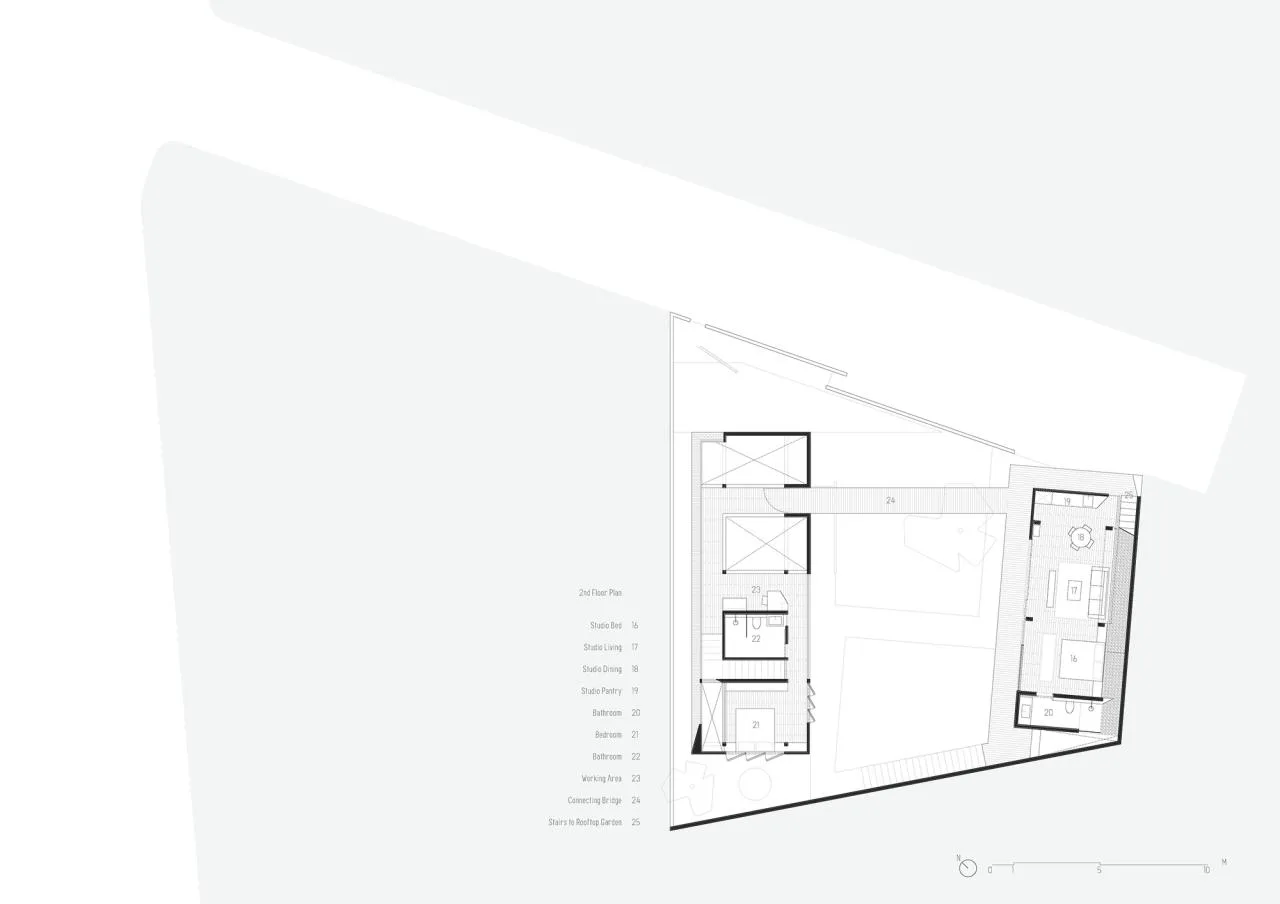 BIM architecture | connected by a cross corridor bridge, Tanatakah villa/asimapra