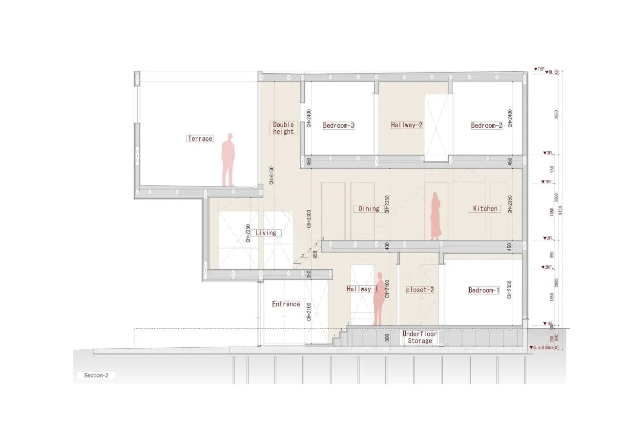 BIM architecture | staggered cantilever structure, Shimouma residential/I.R.A