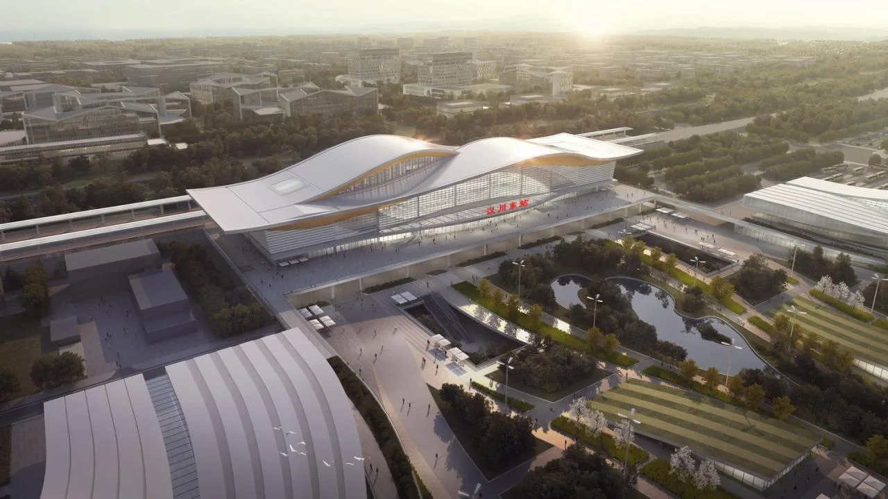 BIM Architecture | Newly built Wuyi section of Shanghai Chongqing Chengdu high-speed railway - Hanchuan East Station/Zhongnan Architectural Design Institute Co., Ltd