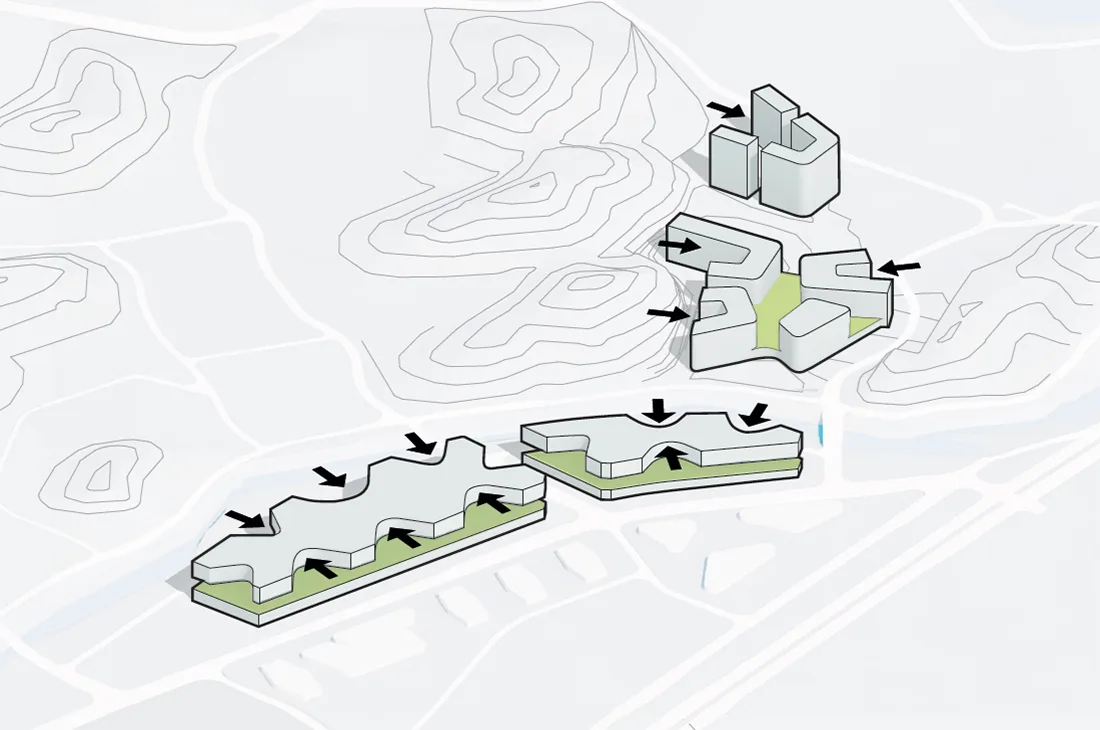 BIM Architecture | Shaping the Medical School Complex with Landscape Arteries: Southern University of Science and Technology School of Medicine and Southern University of Science and Technology Affiliated Hospital/Gabo Architectural Design Firm