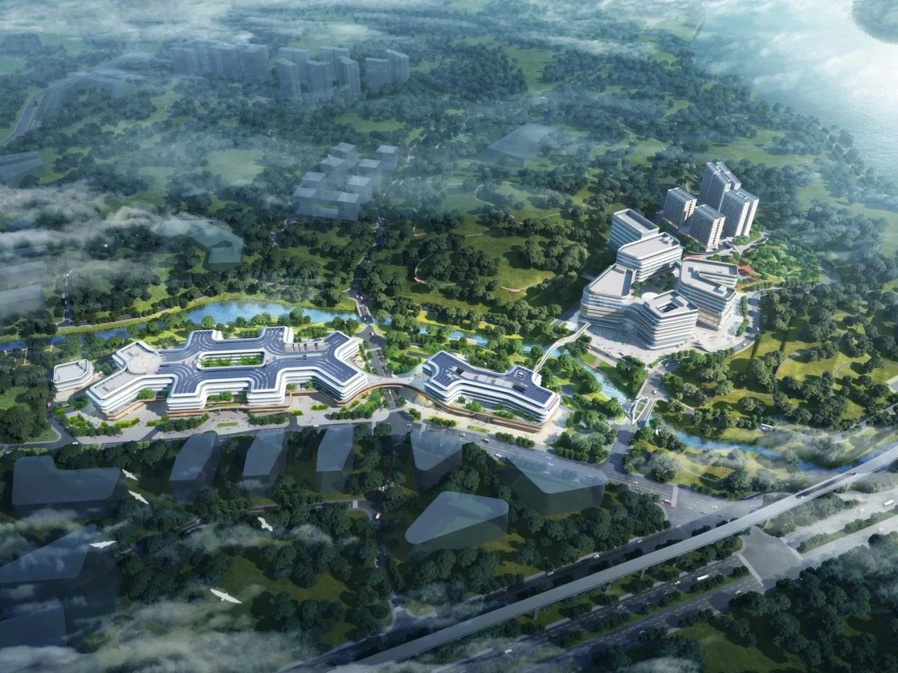 BIM Architecture | Shaping the Medical School Complex with Landscape Arteries: Southern University of Science and Technology School of Medicine and Southern University of Science and Technology Affiliated Hospital/Gabo Architectural Design Firm