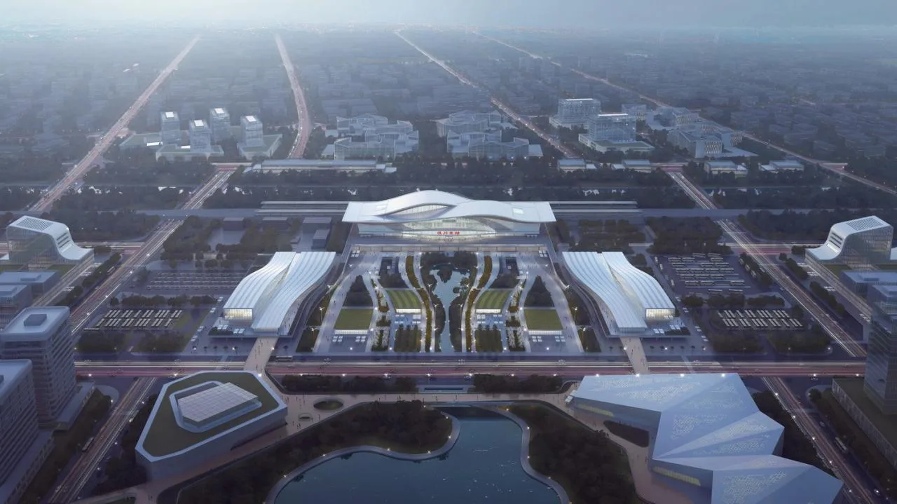 BIM Architecture | Newly built Wuyi section of Shanghai Chongqing Chengdu high-speed railway - Hanchuan East Station/Zhongnan Architectural Design Institute Co., Ltd
