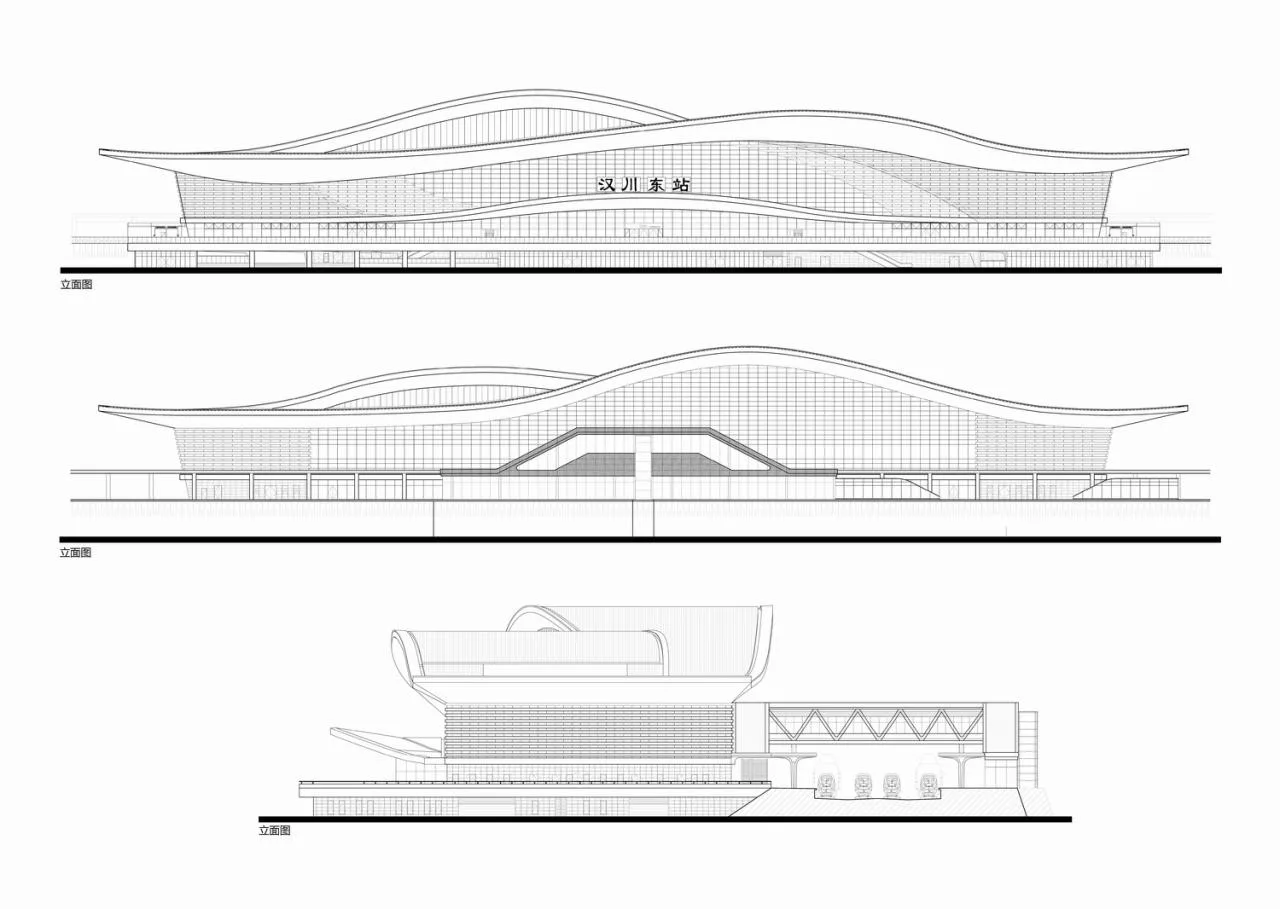 BIM Architecture | Newly built Wuyi section of Shanghai Chongqing Chengdu high-speed railway - Hanchuan East Station/Zhongnan Architectural Design Institute Co., Ltd
