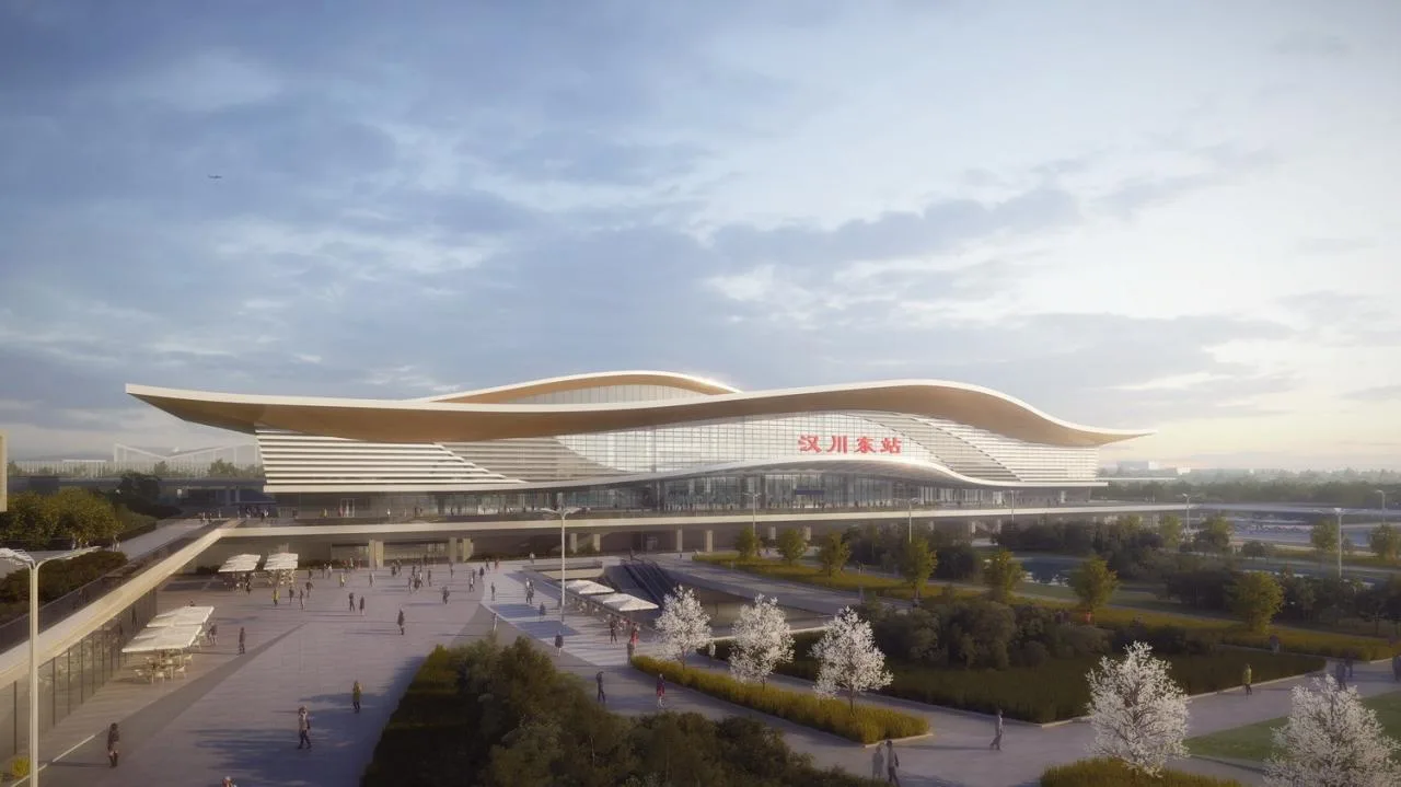 BIM Architecture | Newly built Wuyi section of Shanghai Chongqing Chengdu high-speed railway - Hanchuan East Station/Zhongnan Architectural Design Institute Co., Ltd
