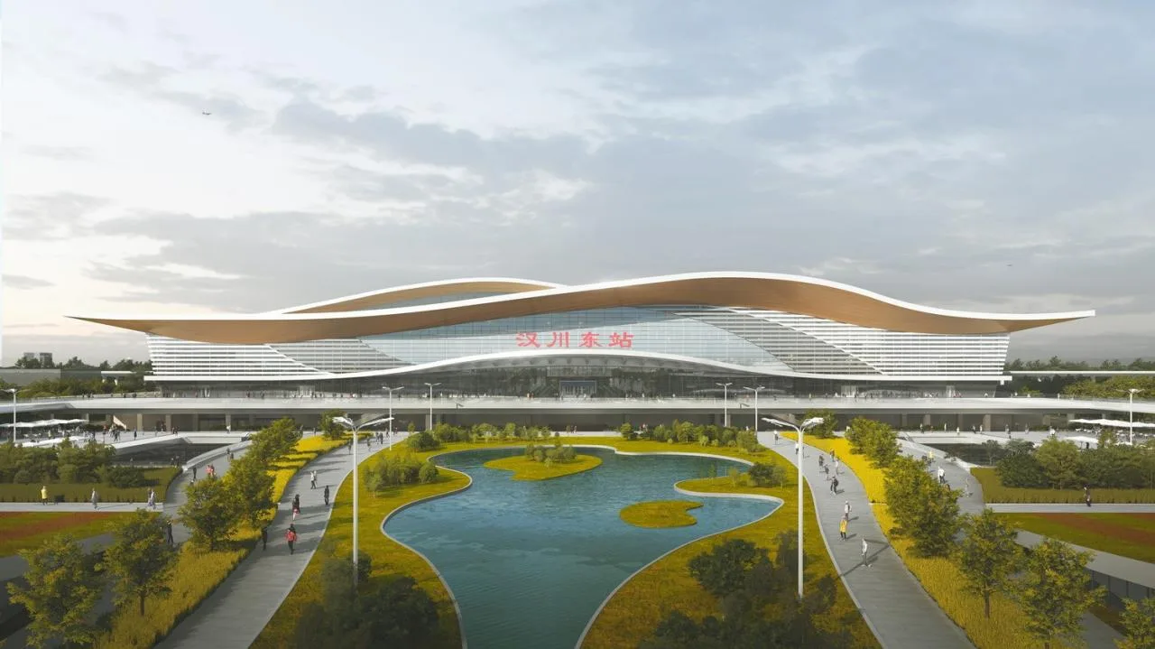 BIM Architecture | Newly built Wuyi section of Shanghai Chongqing Chengdu high-speed railway - Hanchuan East Station/Zhongnan Architectural Design Institute Co., Ltd