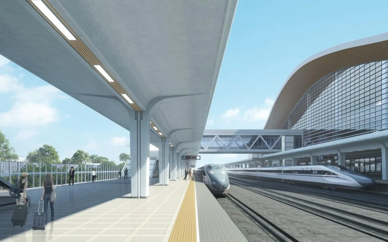 BIM Architecture | Newly built Wuyi section of Shanghai Chongqing Chengdu high-speed railway - Hanchuan East Station/Zhongnan Architectural Design Institute Co., Ltd