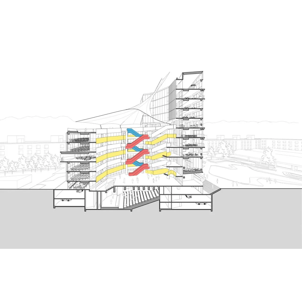 BIM Architecture | Staircase Walk, FAE/Marsino Arquitectura, School of Business and Economics, University of San Diego