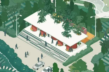 BIM Architecture: Bamboo Shadow Swinging Gender-Neutral Public Restrooms Featuring Anshi Roll Toilet Design-BIM WORLD