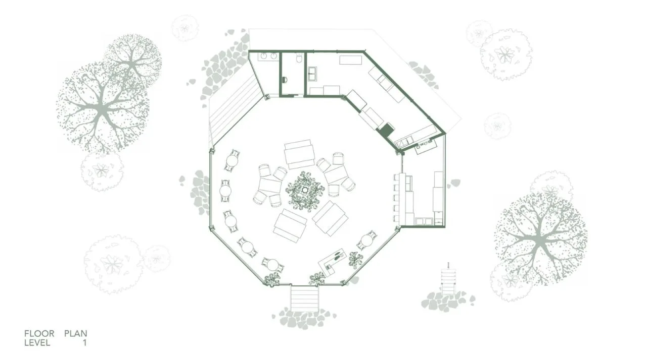BIM Architecture | Octagonal Restaurant and Work Area/Stilt Studios