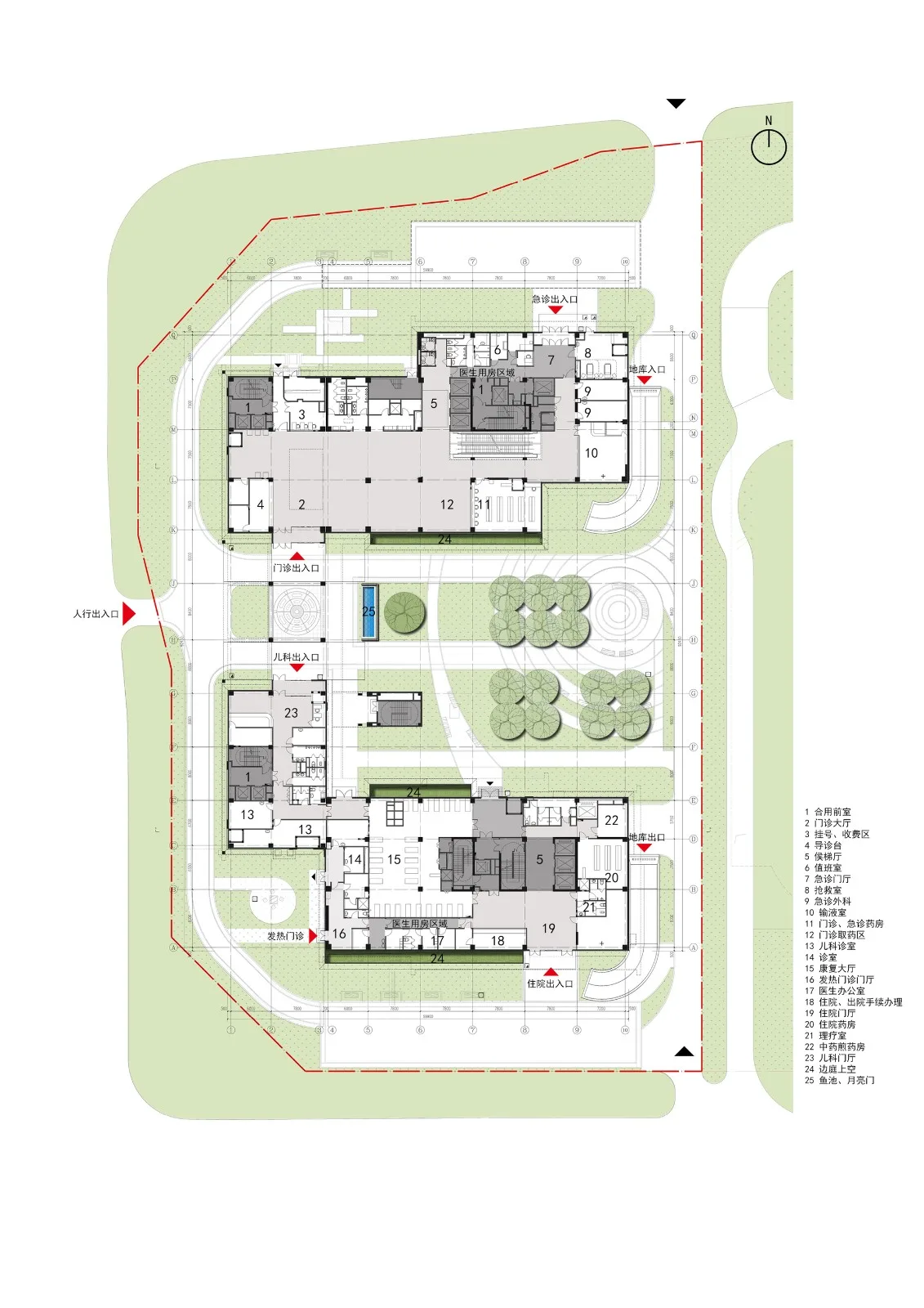 BIM Architecture | Beijing Massage Hospital Expansion Project of China Disabled Persons' Federation/Wang Zhenjun Studio of China Electronics Engineering Design Institute+"Man · Design" Research Center - First Floor Plan