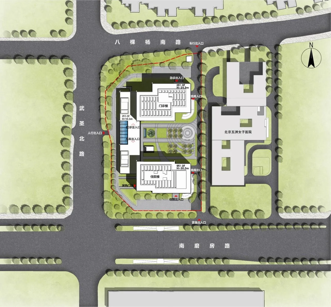 BIM Architecture | Beijing Massage Hospital Expansion Project of China Disabled Persons' Federation/Wang Zhenjun Studio of China Electronics Engineering Design Institute+"Man · Design" Research Center - General Layout Plan