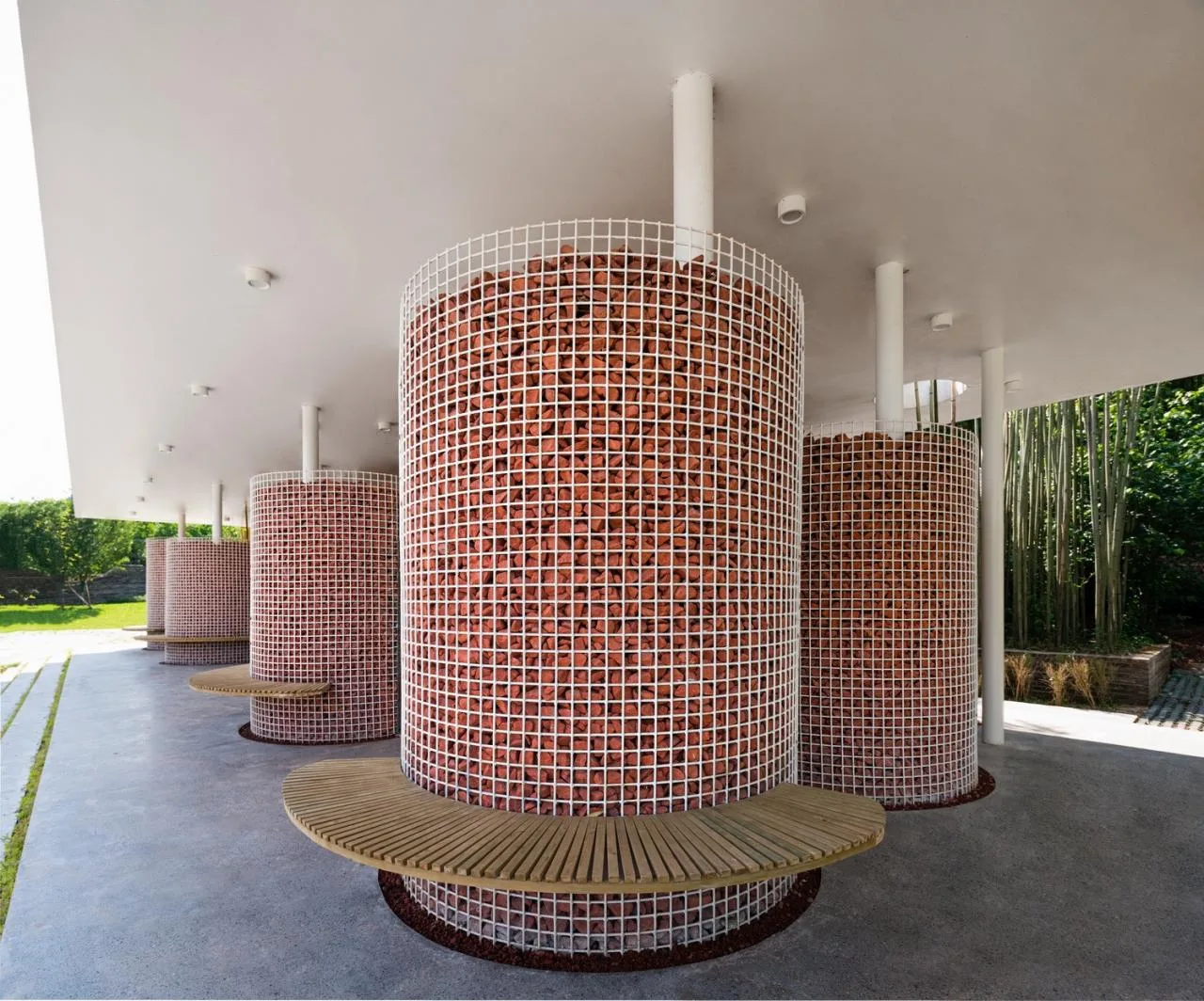BIM Architecture | Bamboo Shadow Swinging Non Gender Public Restrooms: Anshi Roll Toilet/Row Building