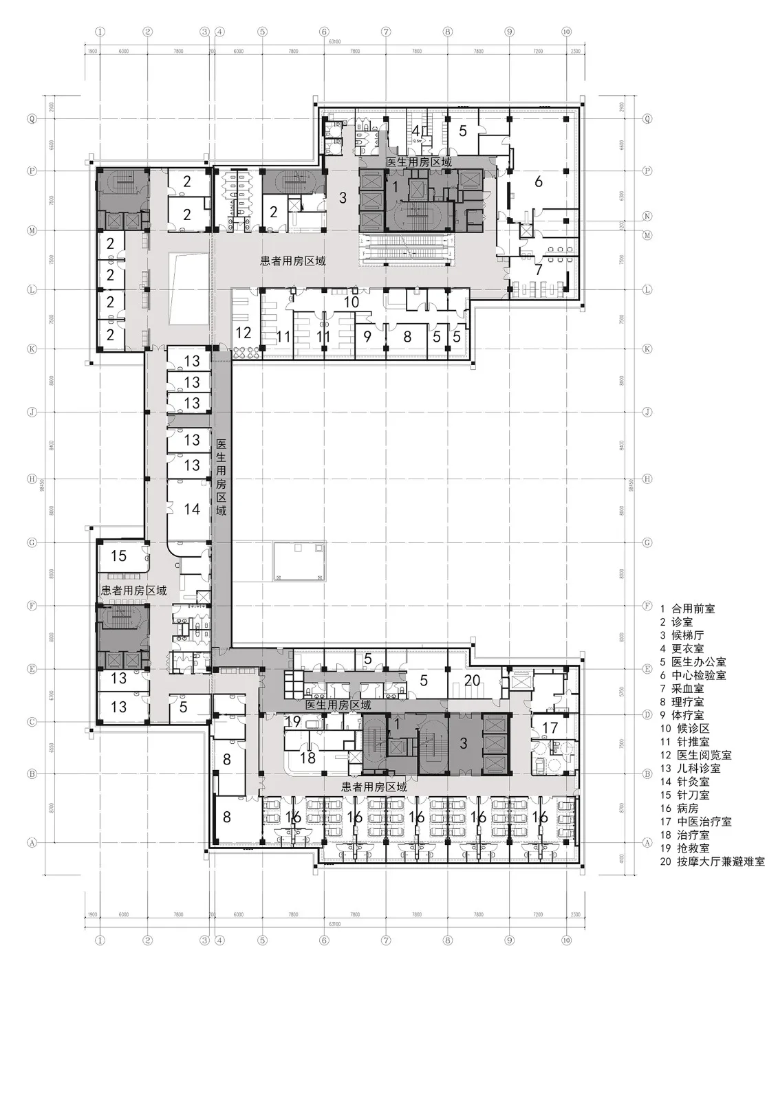 BIM Architecture | Beijing Massage Hospital Expansion Project of China Disabled Persons' Federation/Wang Zhenjun Studio of China Electronics Engineering Design Institute+"Man · Design" Research Center - Second Floor Plan