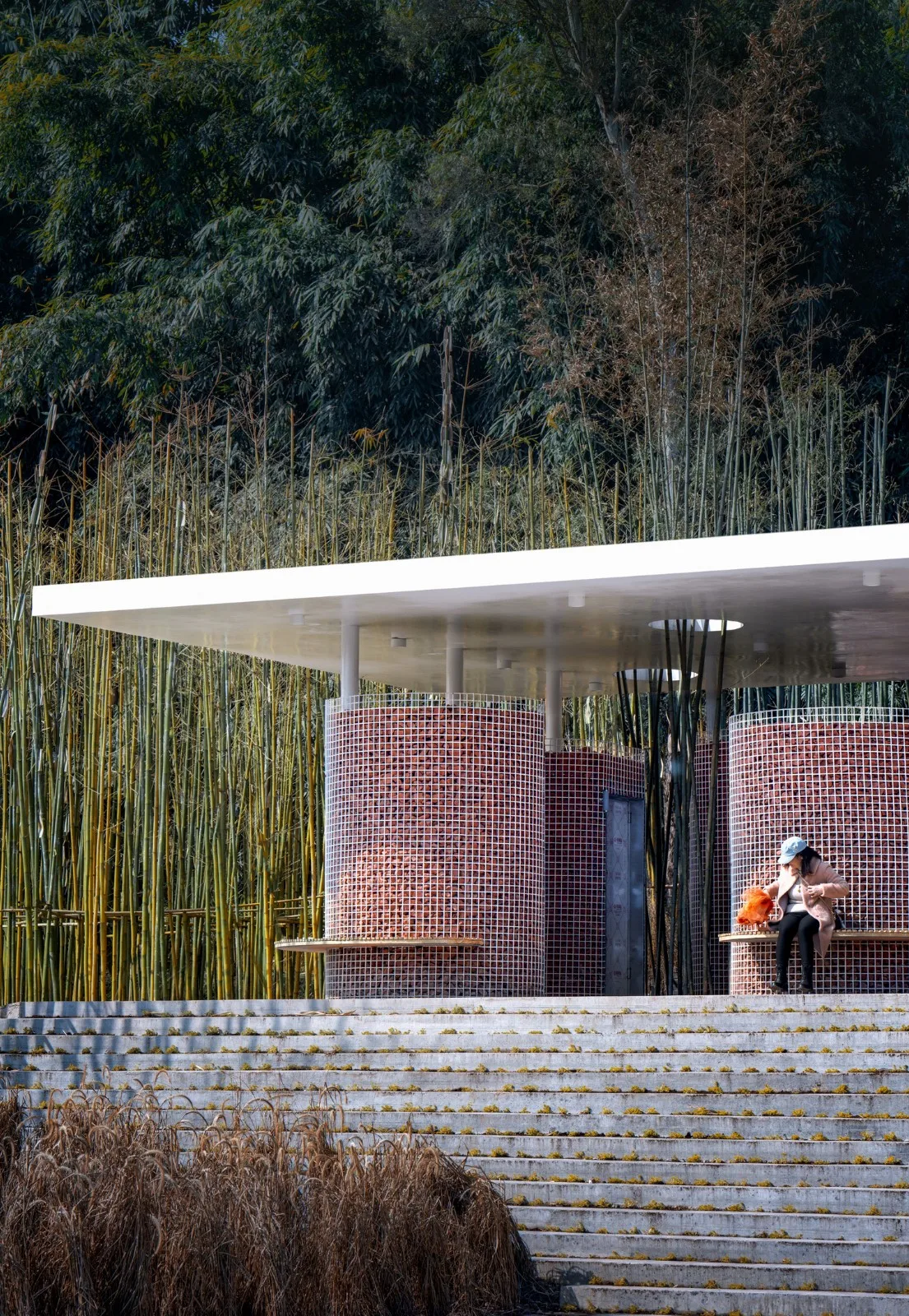 BIM Architecture | Bamboo Shadow Swinging Non Gender Public Restrooms: Anshi Roll Toilet/Row Building