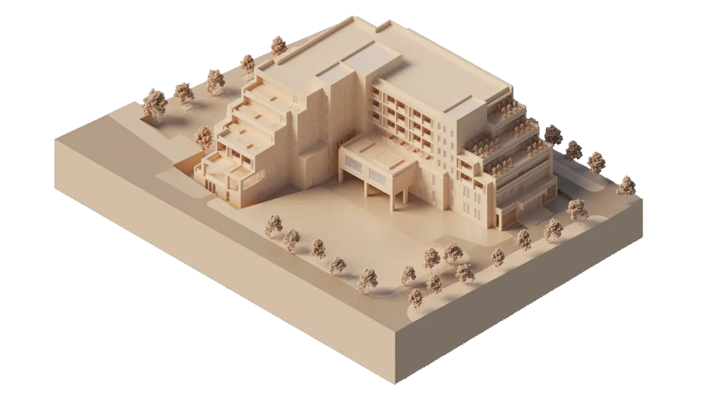 BIM Architecture | Interaction between Multi story Elderly Care Centers and External Environment - Boyuan Elderly Care Center/UUA