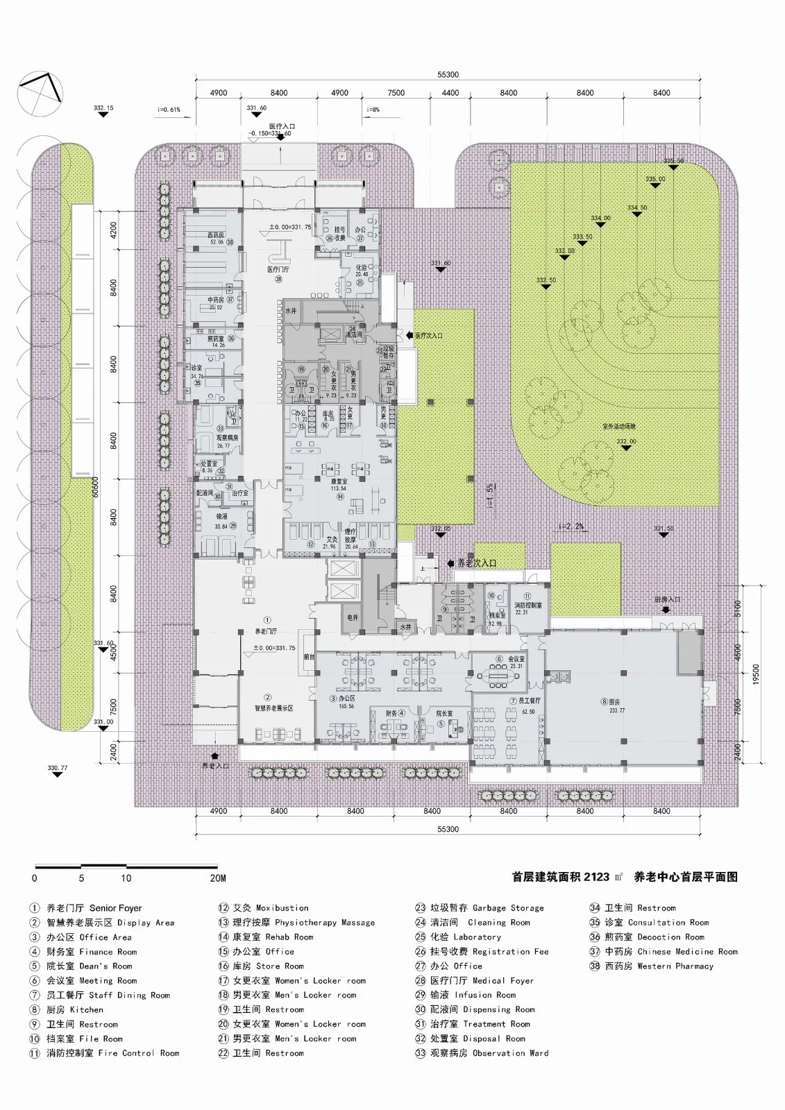 BIM Architecture | Interaction between Multi story Elderly Care Centers and External Environment - Boyuan Elderly Care Center/UUA
