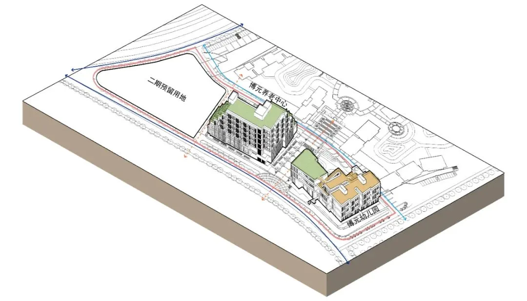 BIM Architecture | Interaction between Multi story Elderly Care Centers and External Environment - Boyuan Elderly Care Center/UUA