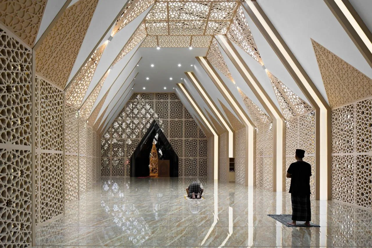 BIM architecture | hollowing out, allowing light to enter the mosque At Taufik/JOSO