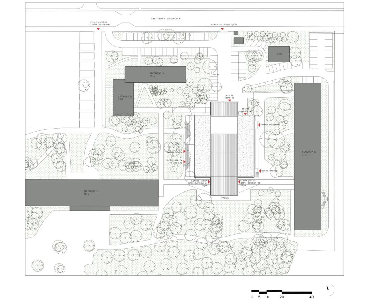 BIM Architecture | Joliot Curie School Catering Services and School Life Center/Ateliers O-S Architects