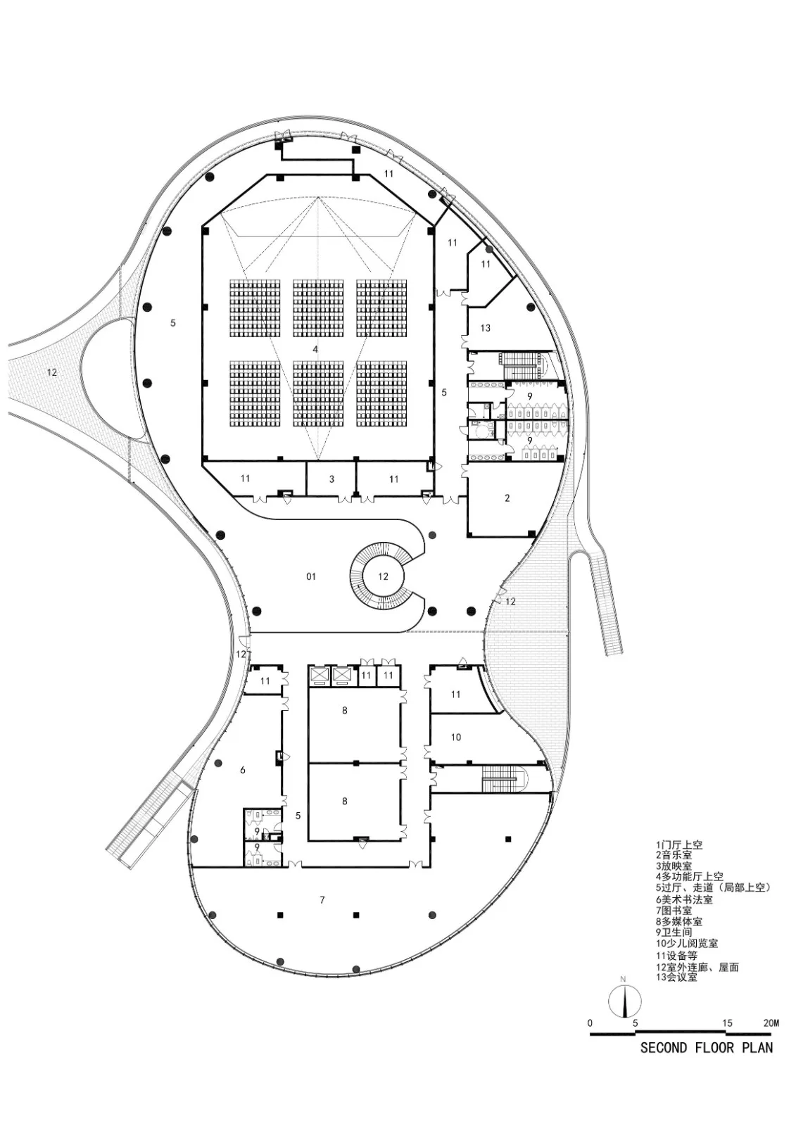 First and second floor plans of cultural center