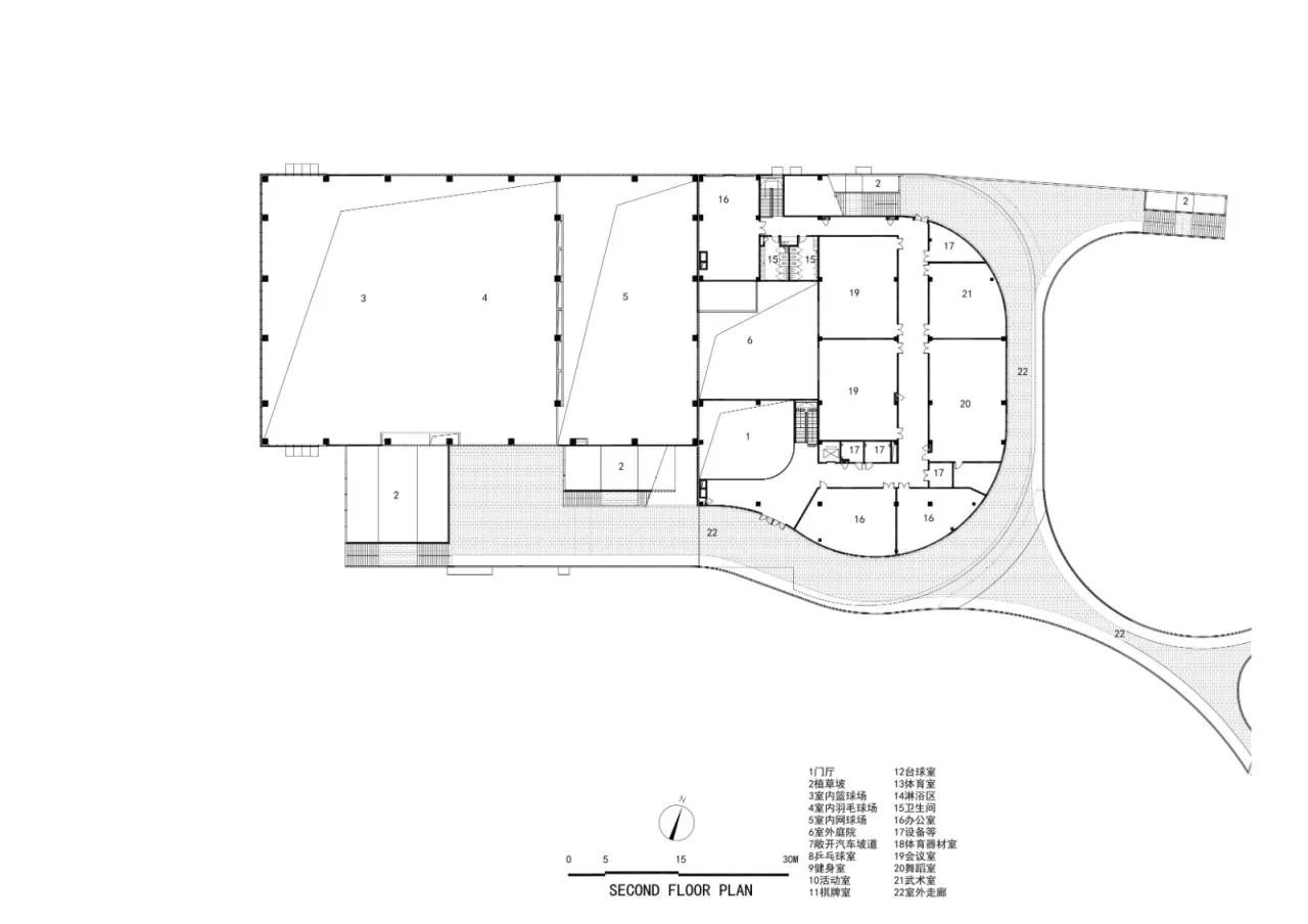 Second floor plan of sports center