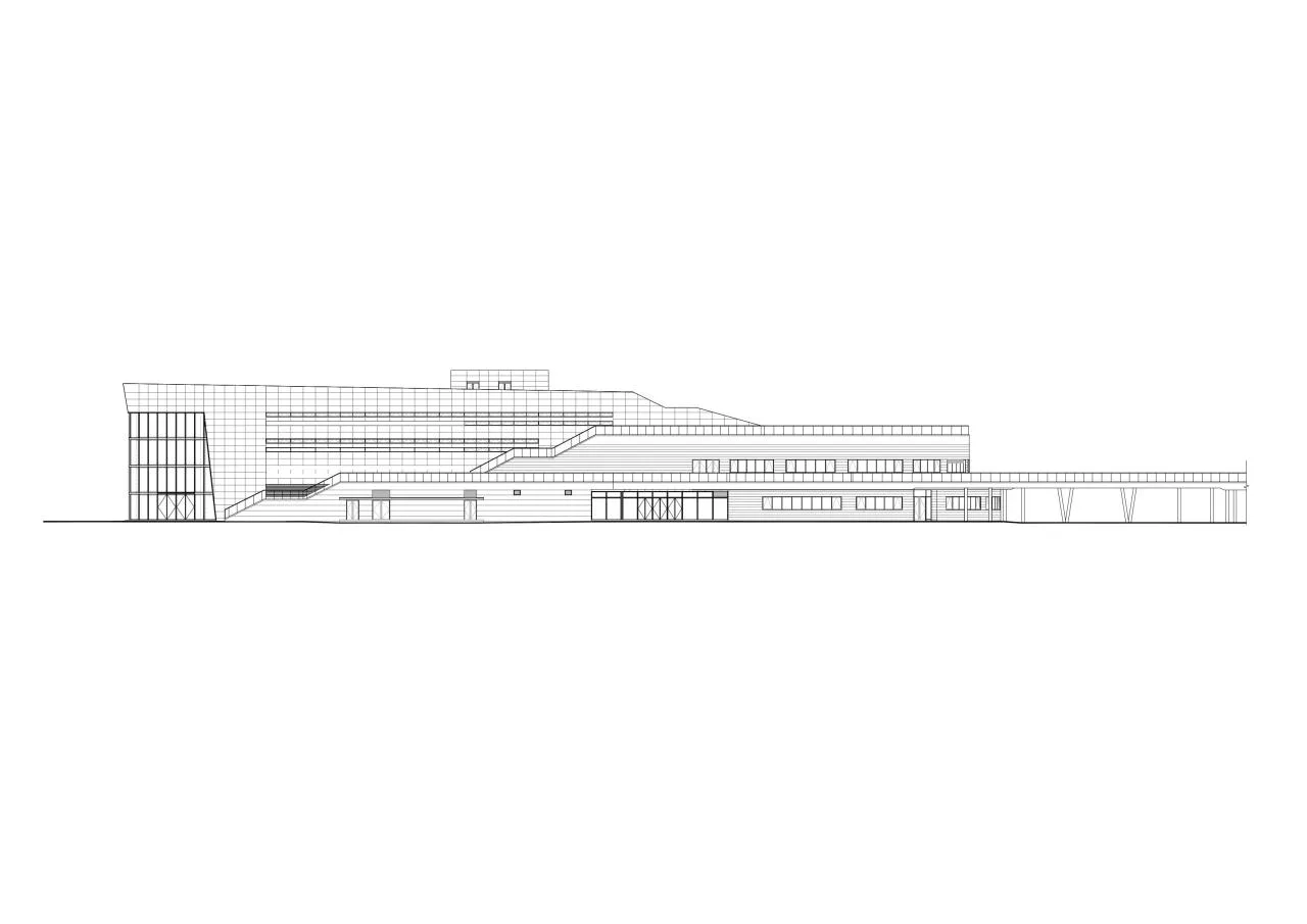South elevation of sports center