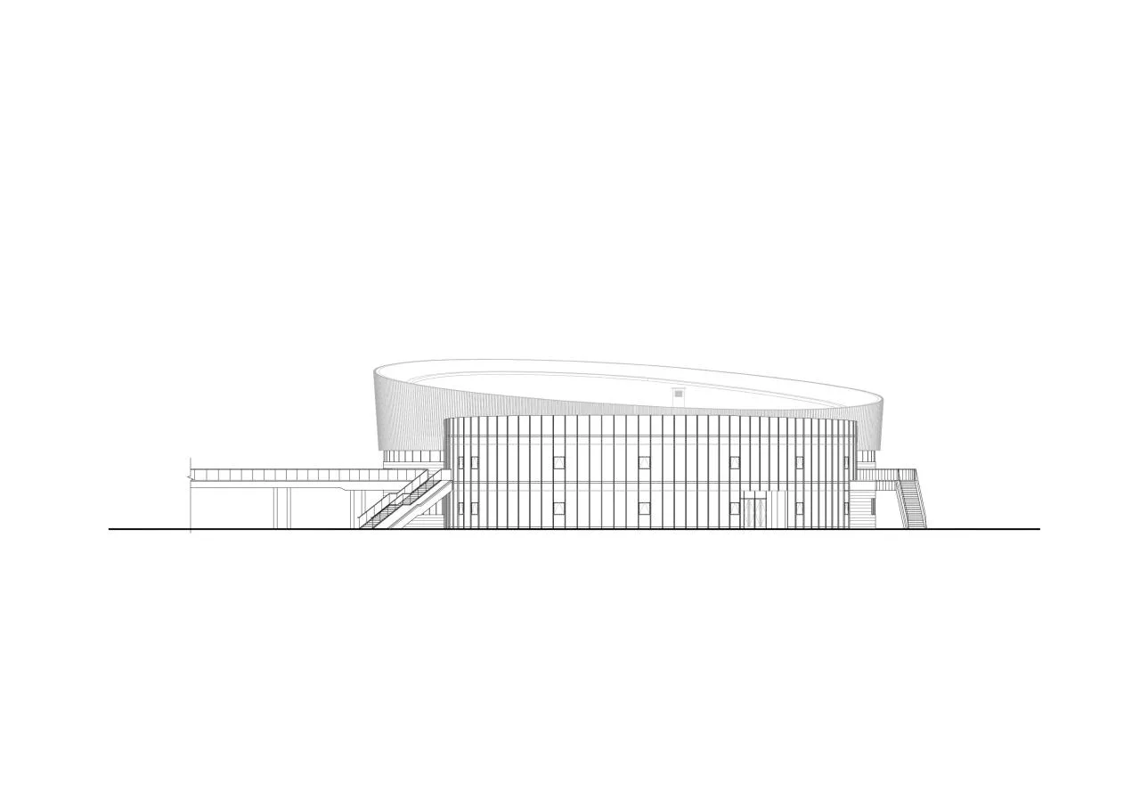 North South elevation of Cultural Center