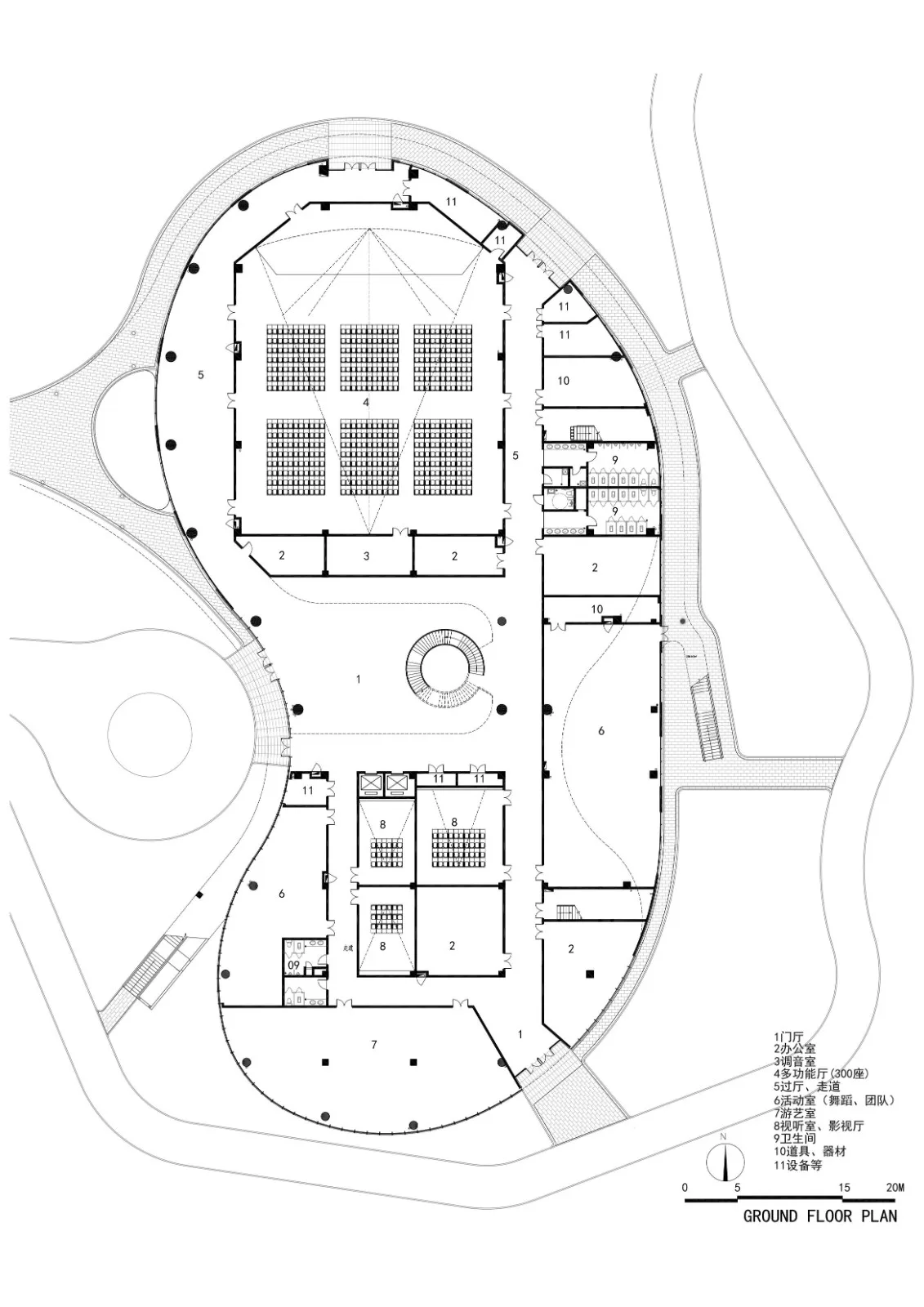 First and second floor plans of cultural center