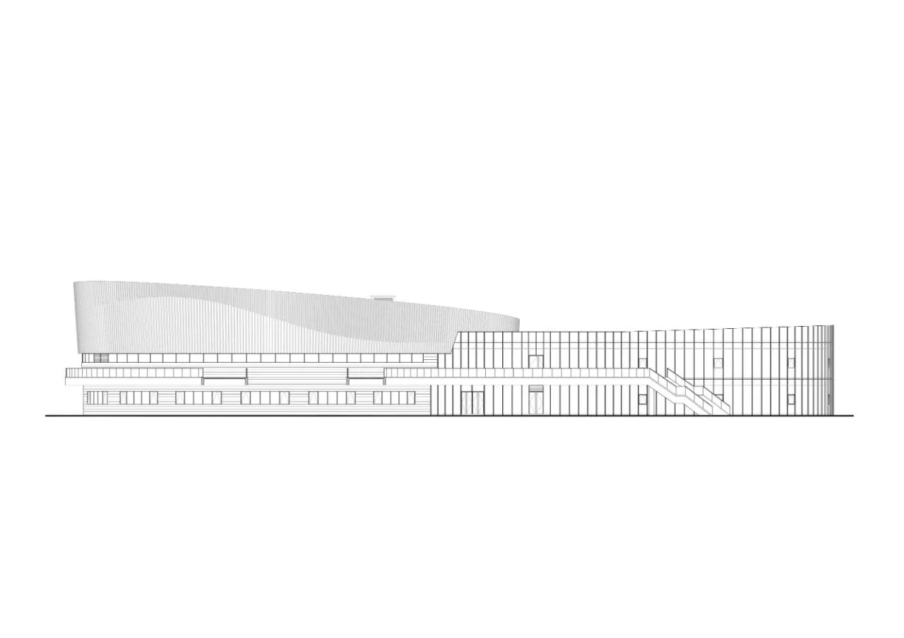 West elevation of cultural center