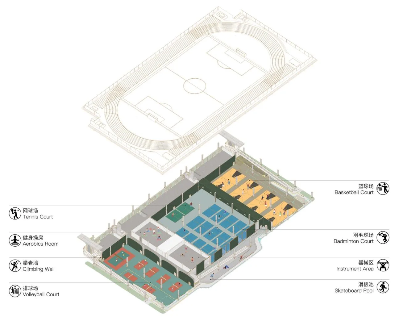 BIM Architecture | Wind and Rain Playground of Shaoxing University of Arts and Sciences/Architectural Design and Research Institute of Zhejiang University