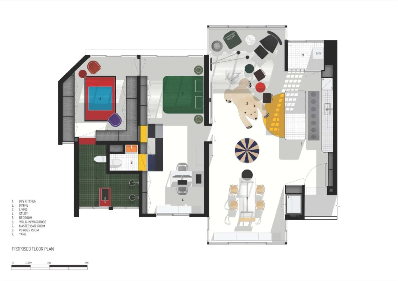 BIM Architecture | Home of Vibrant Colors: Renovation of Brutalist Apartments/SPARK in Singapore