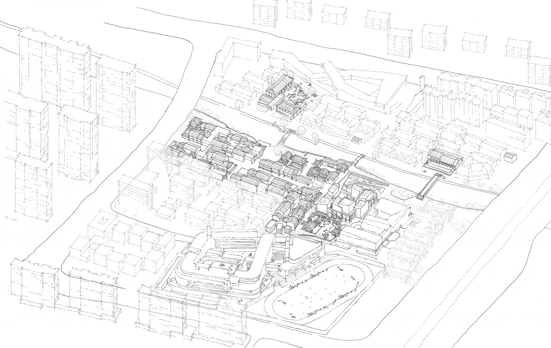 BIM Architecture | Xiangfu Bridge Traditional Style Block: Urban Revitalization and Block Revitalization/Goa Elephant Design