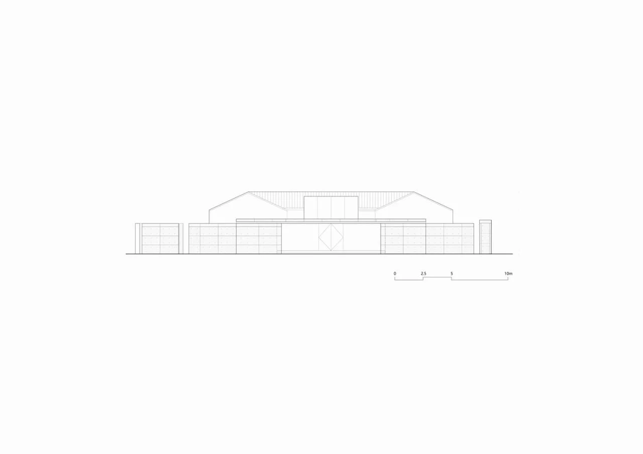 East elevation of tourist center
