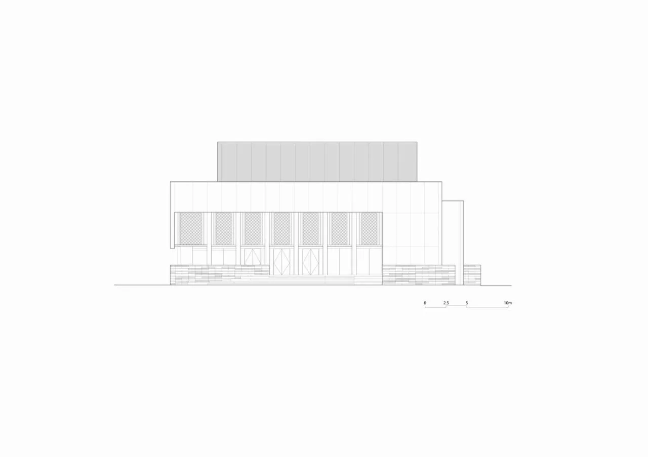 South elevation of Jiemin Theater