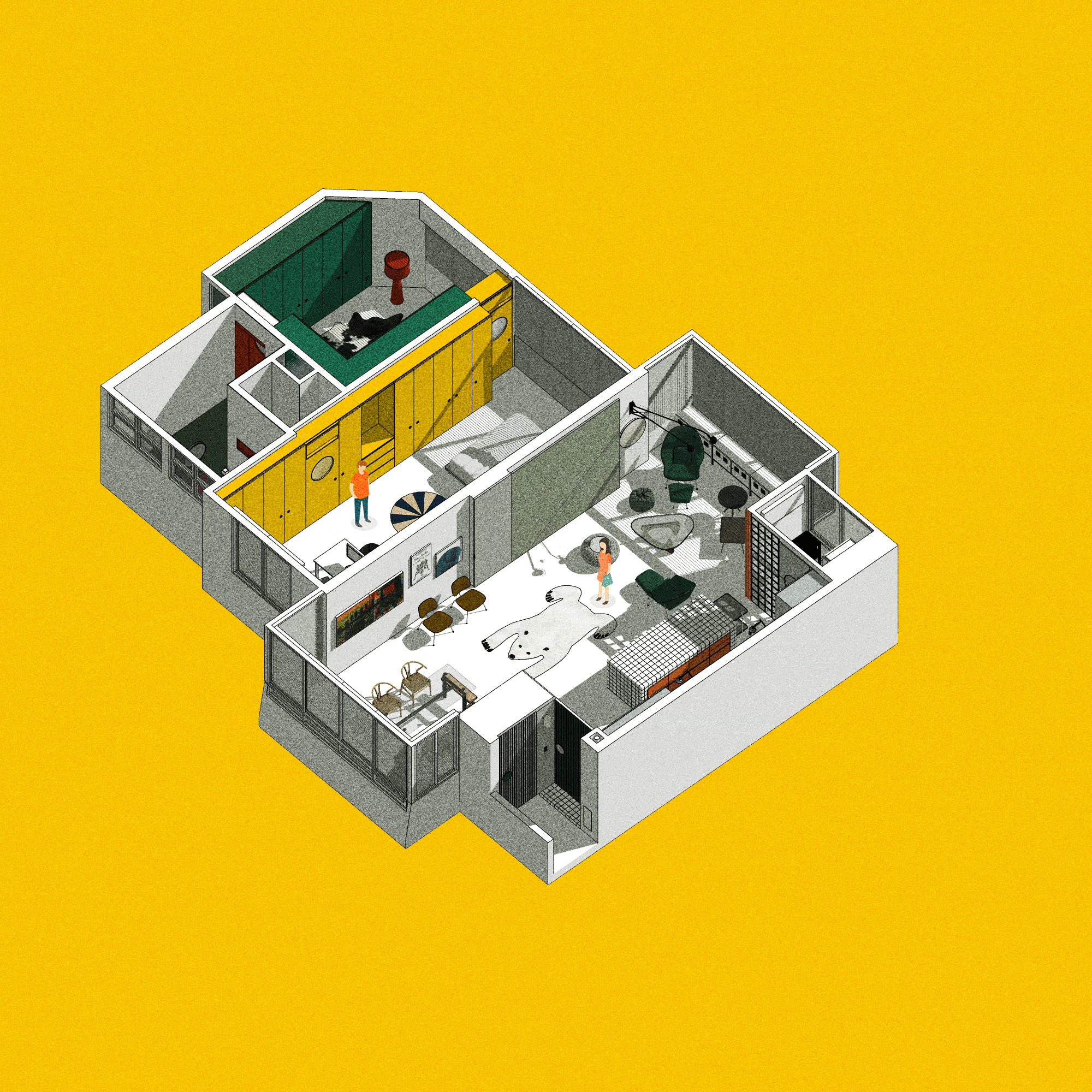 BIM Architecture | Home of Vibrant Colors: Renovation of Brutalist Apartments/SPARK in Singapore