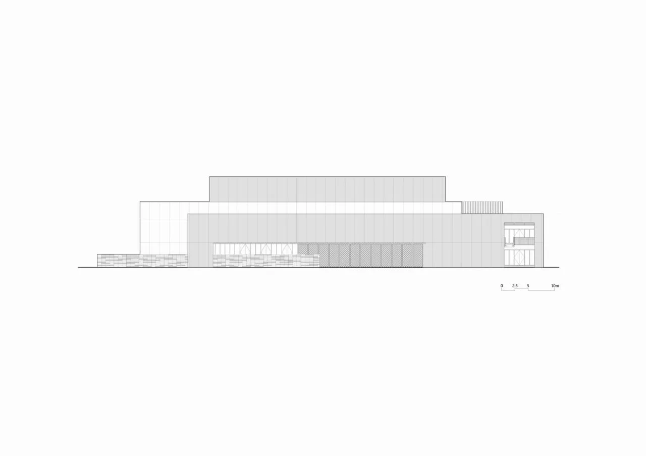 East elevation of Jiemin Theater