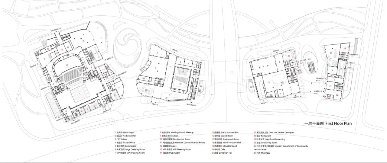 BIM Architecture | Wenzhou High tech Cultural Square/Tongji University Architectural Design and Research Institute - First Floor Plan