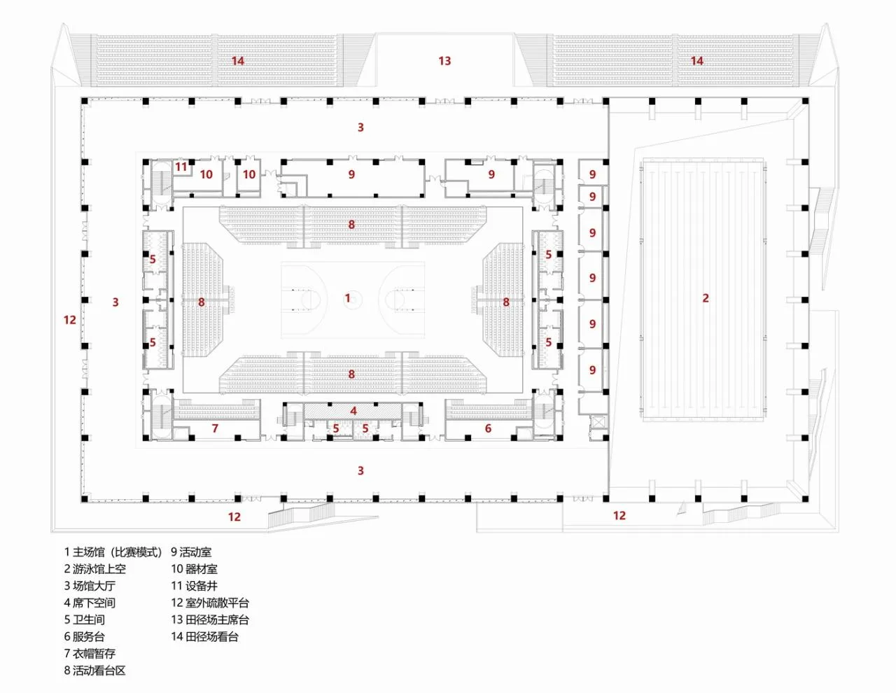 BIM Architecture | White Egrets Fly Together Wetland Exhibition Wings: Bohai University Sports Center/Chinese Academy of Sciences Architectural Design and Research Institute Co., Ltd
