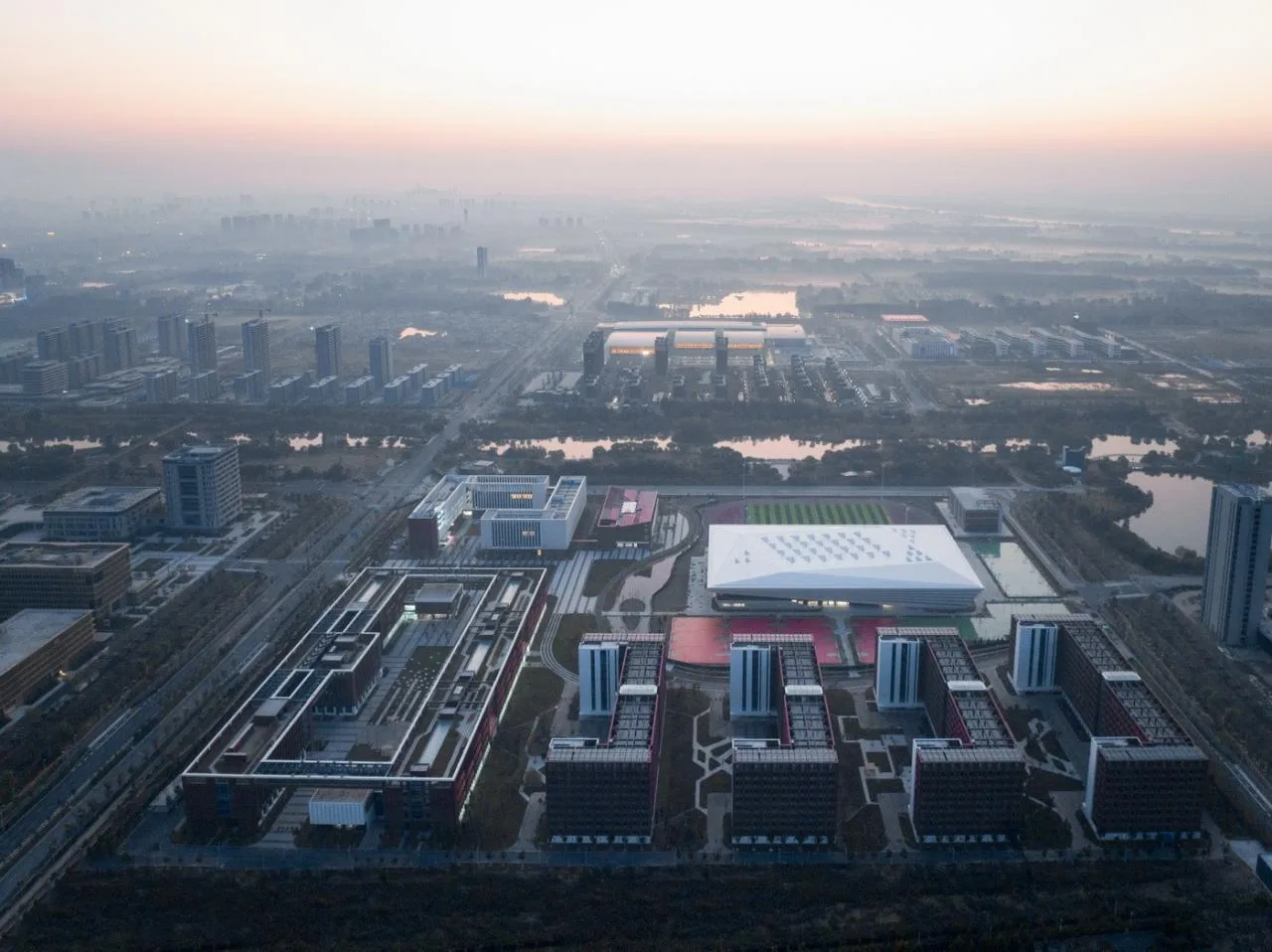 BIM Architecture | White Egrets Fly Together Wetland Exhibition Wings: Bohai University Sports Center/Chinese Academy of Sciences Architectural Design and Research Institute Co., Ltd