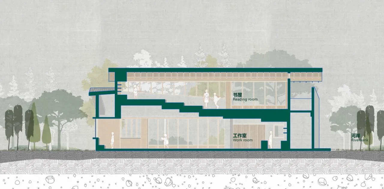 BIM Architecture | Longnan Village Bohong Bookstore/Forest Building