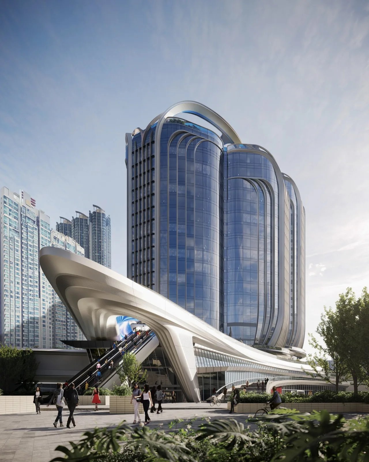 BIM Architecture | Overcover Scheme for West Kowloon High Speed Rail Terminal in Hong Kong/Zaha Hadid Architects