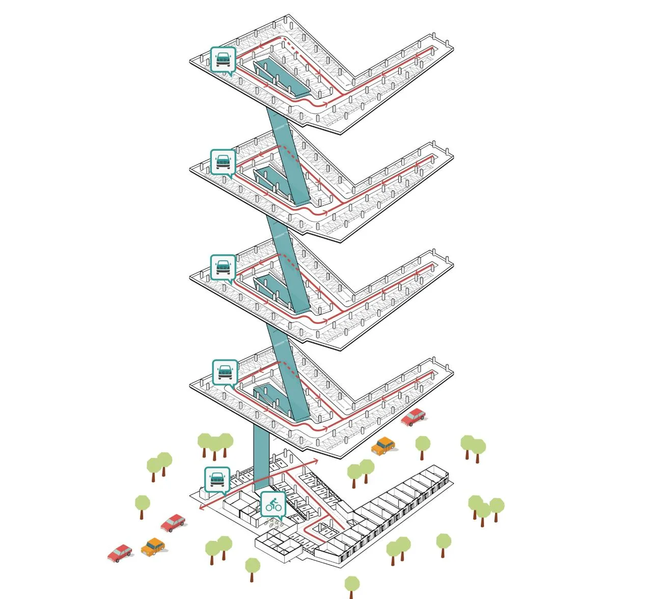 BIM Architecture | Parking Building in the Central Area of Hongmei Town: The Rebirth of the "Corner Land" of the Town/Senlei International