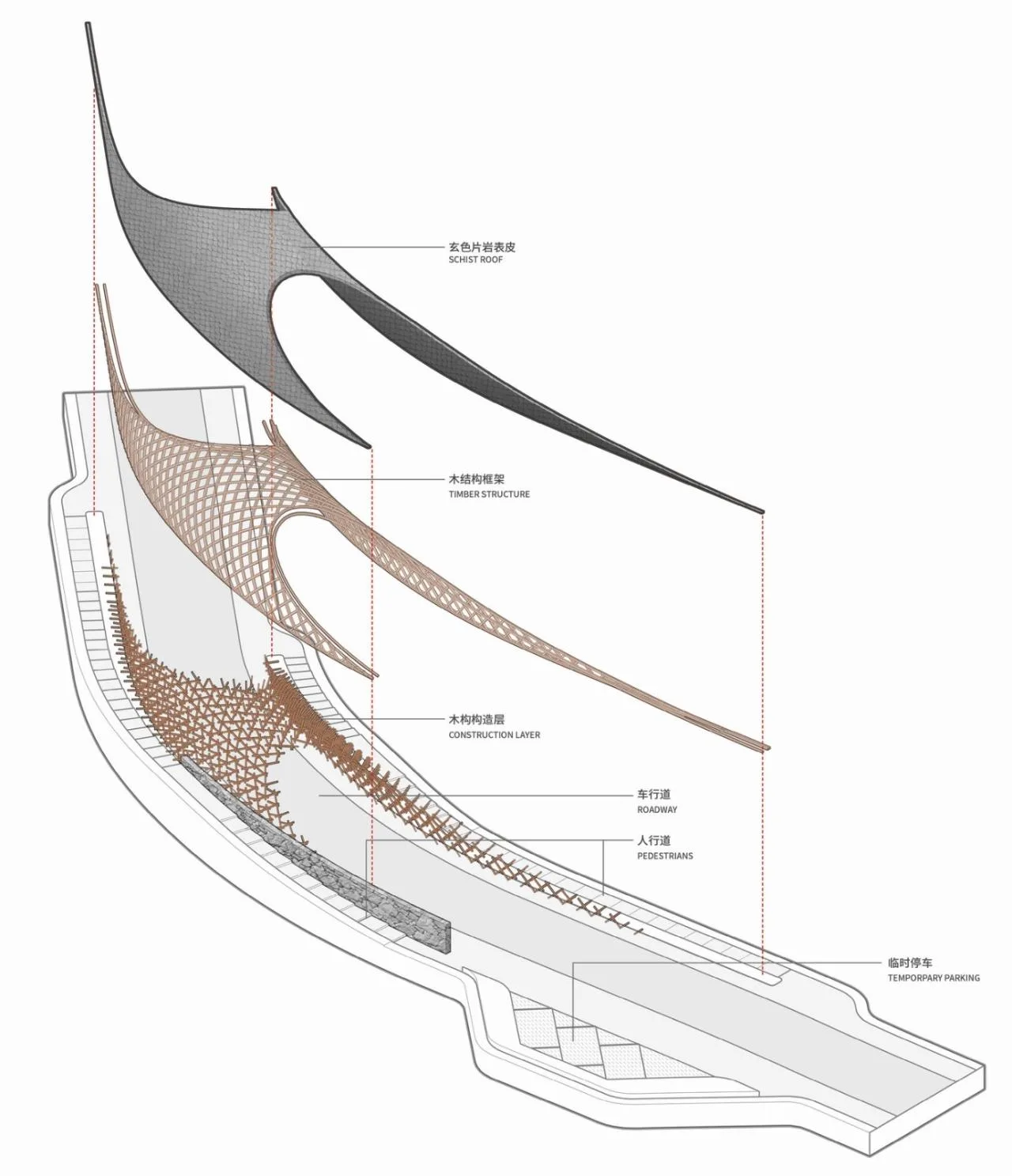 BIM Architecture | From Heaven to Earth: Penetrating through Clouds and Weaving into Wooden Tunnels from Underneath Rocks and Shells; Tengyun Meteorological Environment/Zhu Peidong Line+Architectural Firm